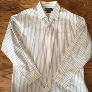 Polo Ralph Lauren Dress Shirt.  White w Blue Stripes. NWT. Size 16 1/2 x 32-33.